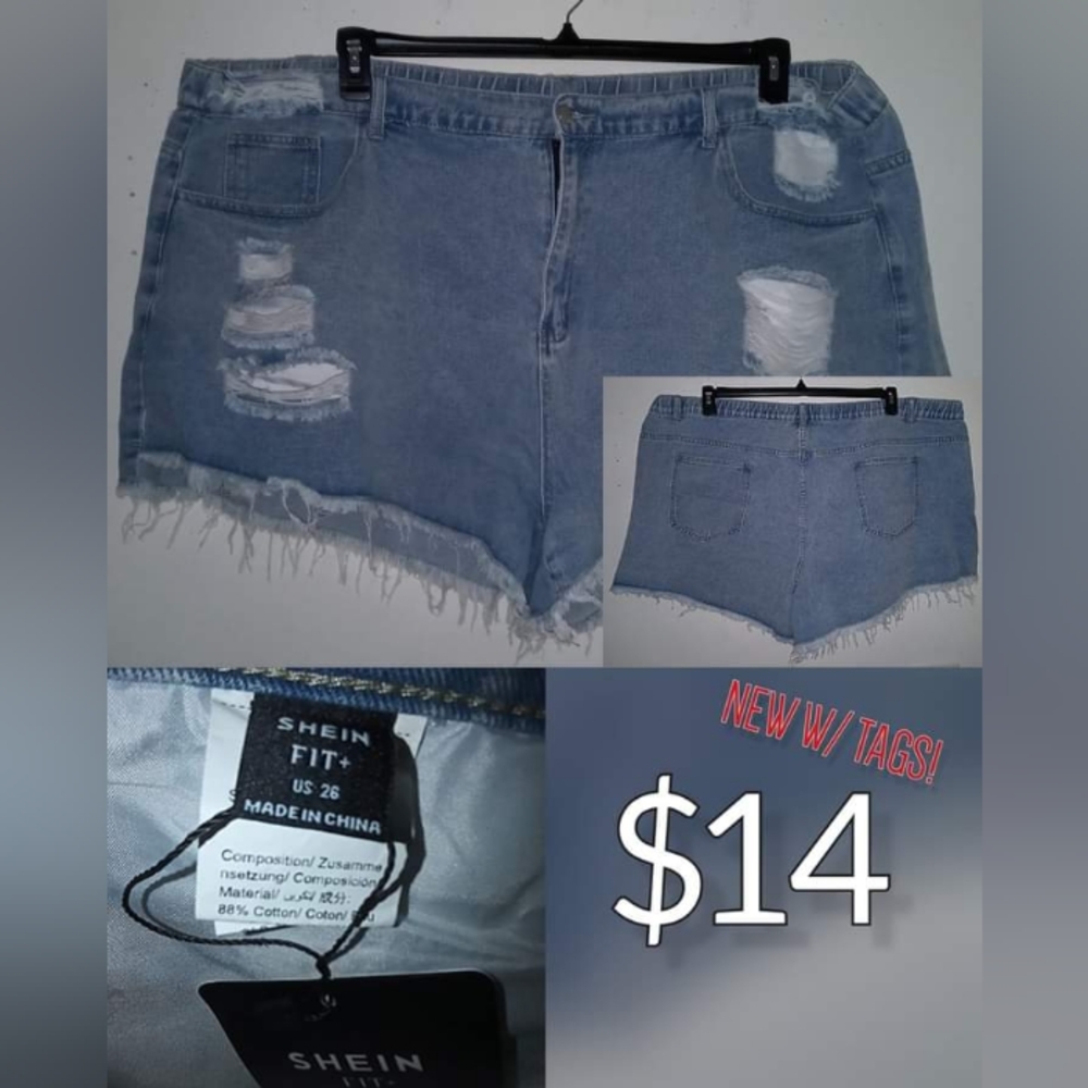 Shein FIT + Distressed Jean Shorts